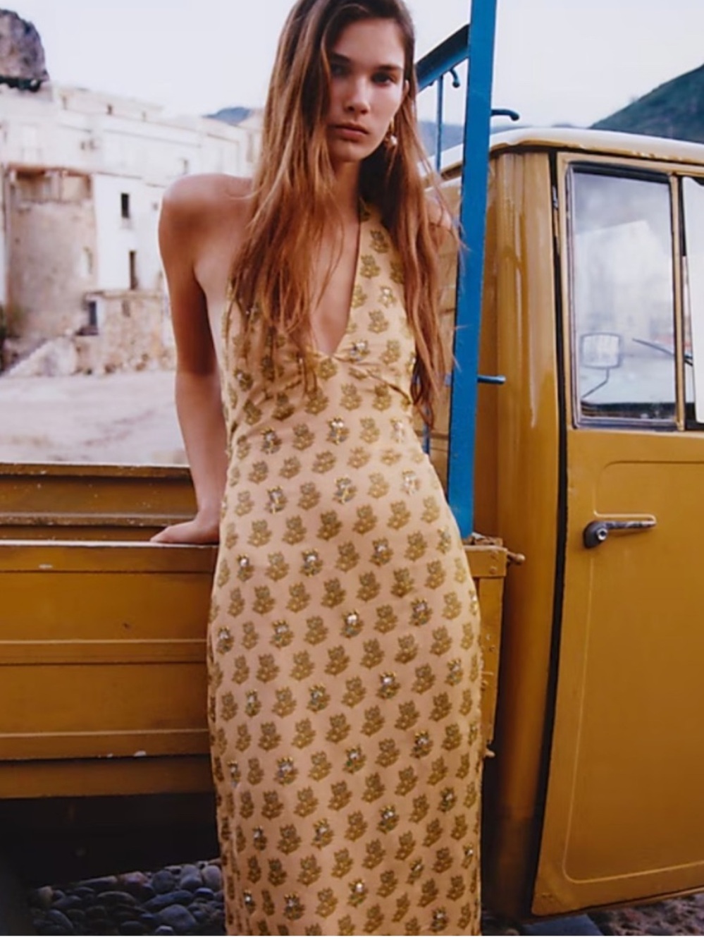 NWT J.Crew Collection Embellished Halter Dress in Tonal Tulip Print - Midi Dress